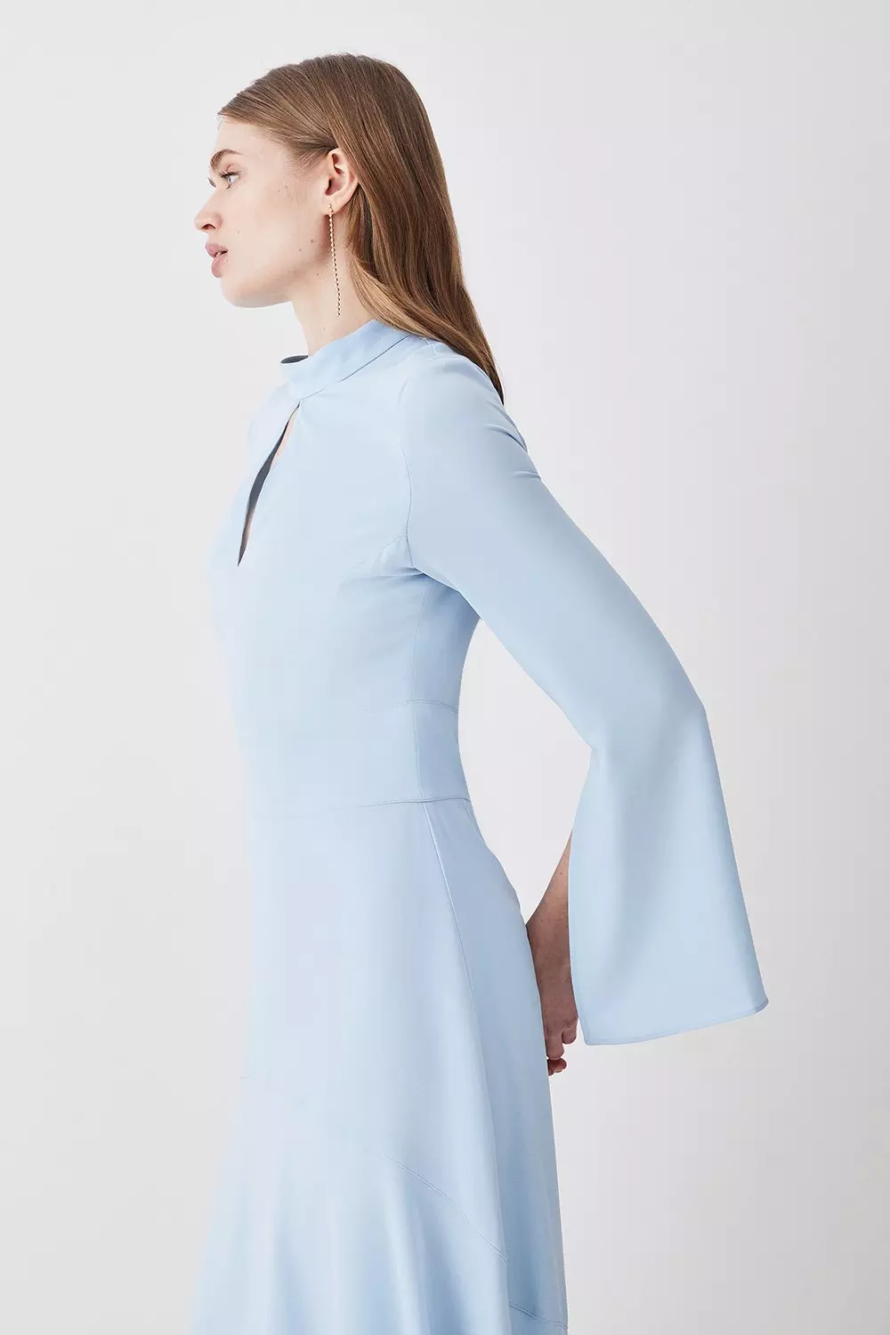 Blue long sleeve midi cheap dress